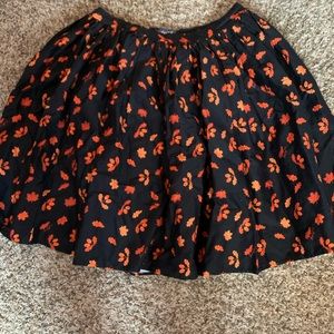 Collectif Vintage Black Skirt with fall leaves and acorns